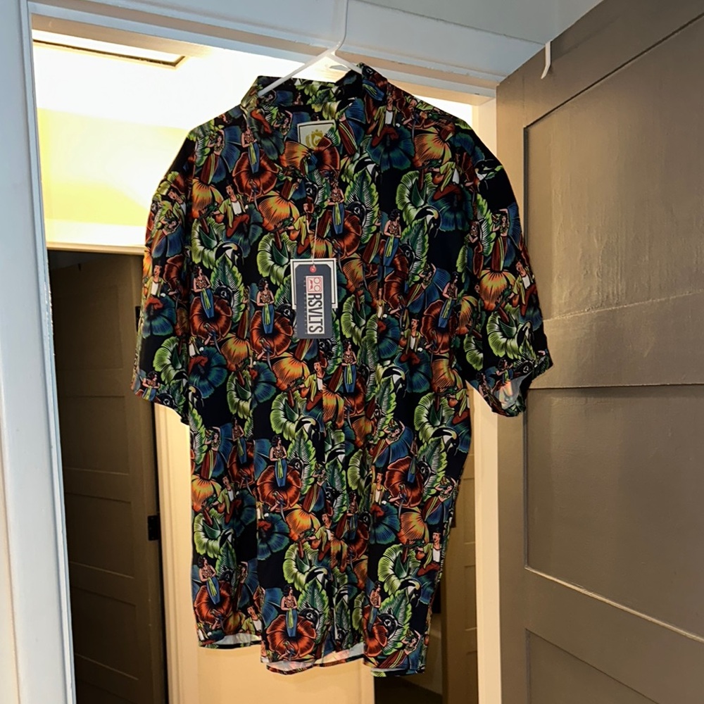 RSVLTS 3XL Tom Ace Jungle Friends Button Down Shirt Sleeve